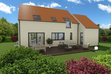 Modele MY7 maison 5 pieces vue 3quarts arriere